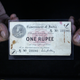 One of the first Indian one rupee notes printed in 1917.